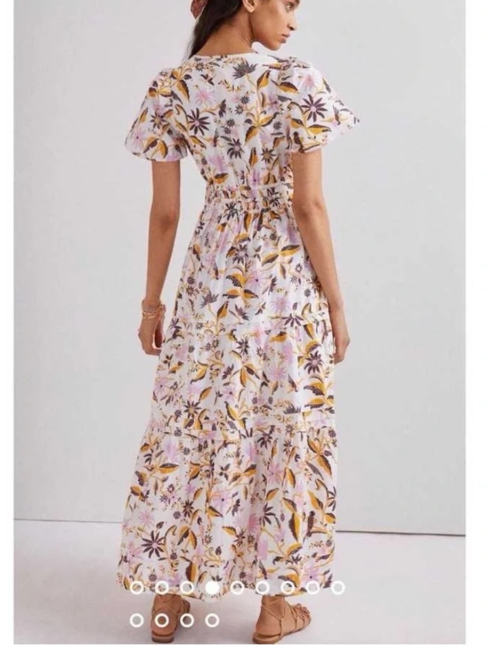 Anthropologie Somerset Maxi Dress 100% Cotton Size M Tiered V Neck Short Sleeve - Picture 3 of 12